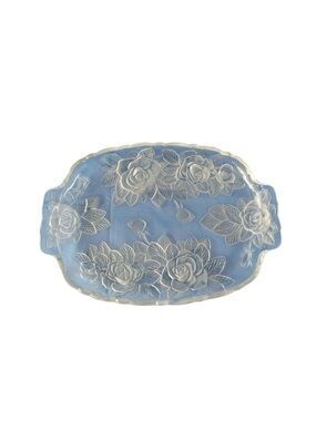 MIKASA Winter Rose Oblong Platter Studio Nova Frosted Rose Pattern w/Handles 15"